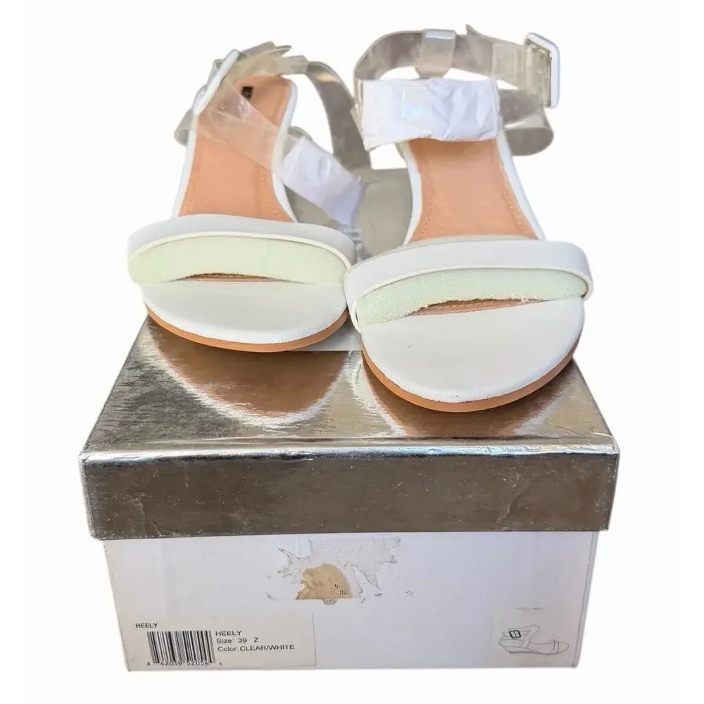 Matiko Heely Clear Vinyl White Lucite Wedge Sandals Women’s 39 NIB